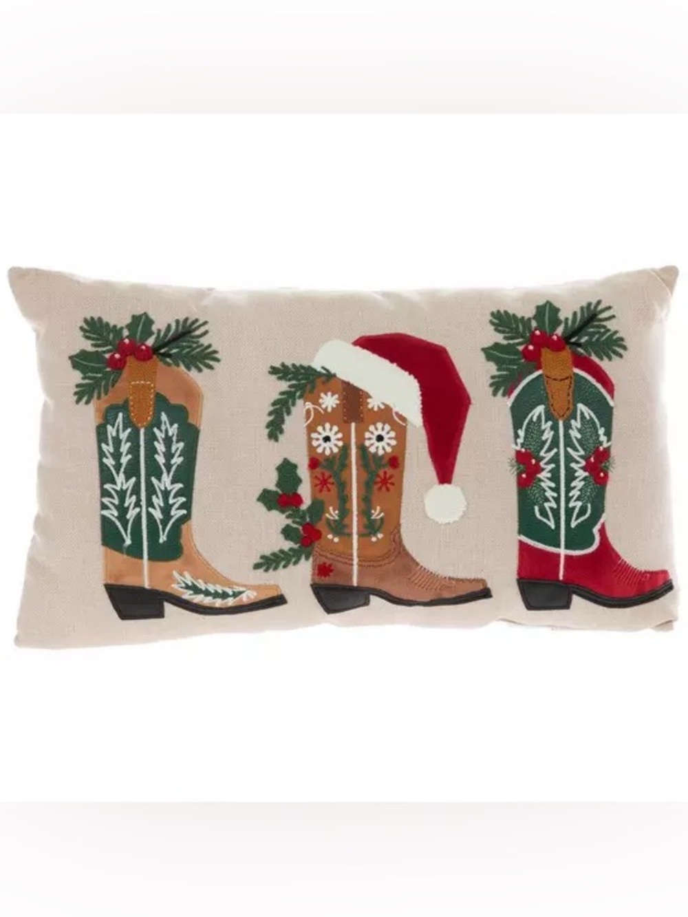 Festive Cowboy Boots Pillow